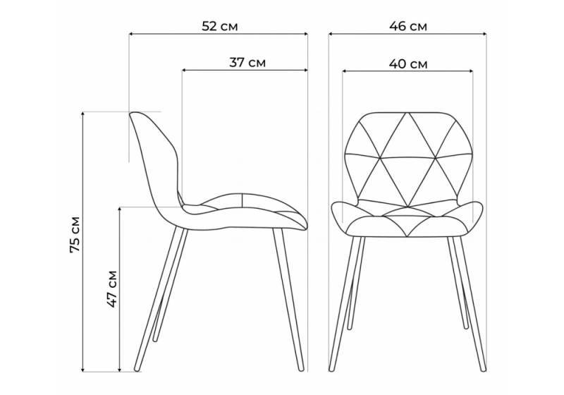 Стул на металлокаркасе Вальд экокожа серый / серый глянец (46x52x75)