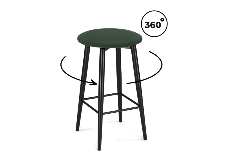 Барный стул Гангток крутящийся изумруд / черный матовый (36x36x64). 