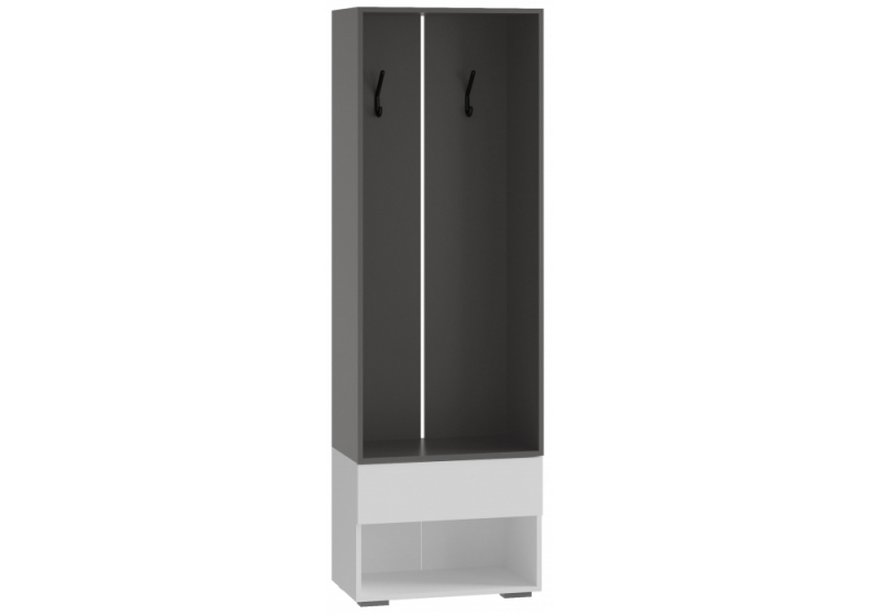 Прихожая Роут 0,6 м белый / графит (60x37,3x185,6). 