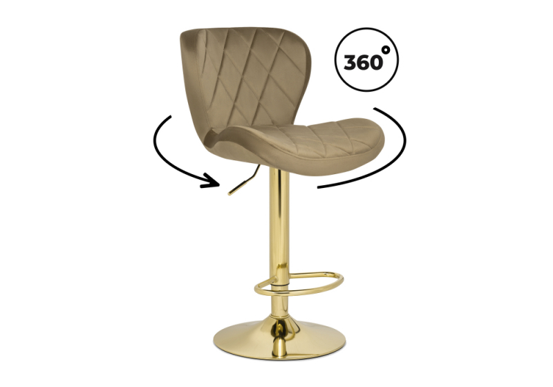 Барный стул Porch dark beige / golden (47x53x89). 